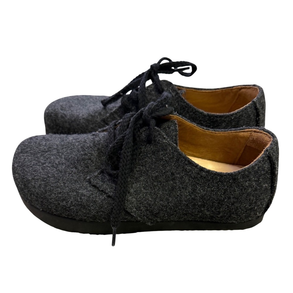 Kalso Earth Shoe Faroe Lokal Dark Grey Wool Textile Lace Up Oxford Womens 7